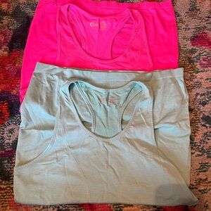 Pink and Light Green Racerback Tank Tops